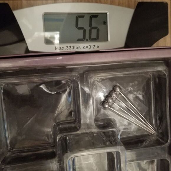 Snack Serving 5pc Set with 4 Metal Skewers Geometric Square‎ Puzzle NIB - Picture 5 of 7